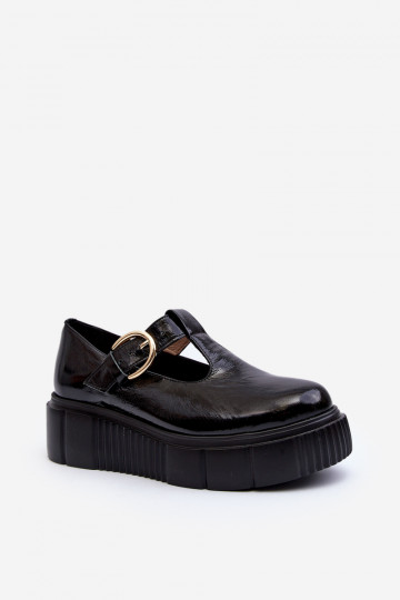 Lakleren platformschoenen in zwart Zazoo 2