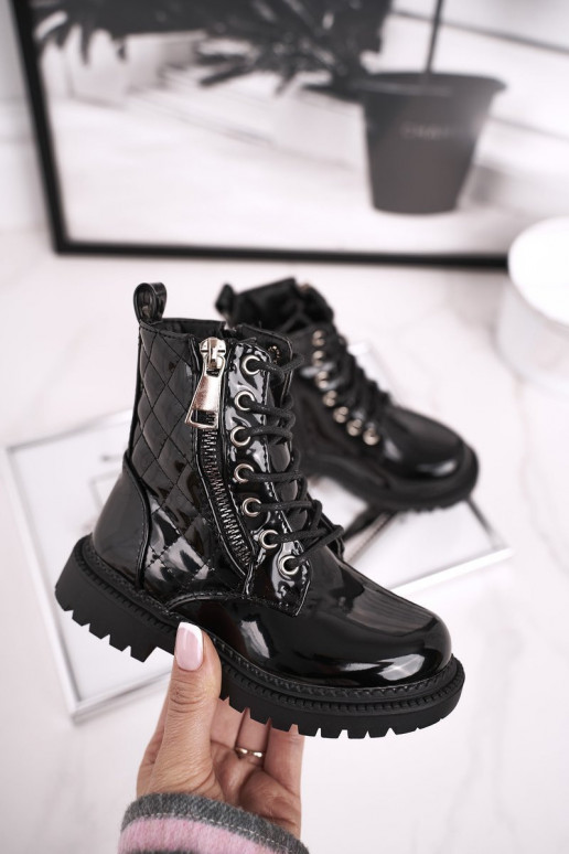 Zwart gelakte dameslaarzen Zwart gelakte dameslaarzen