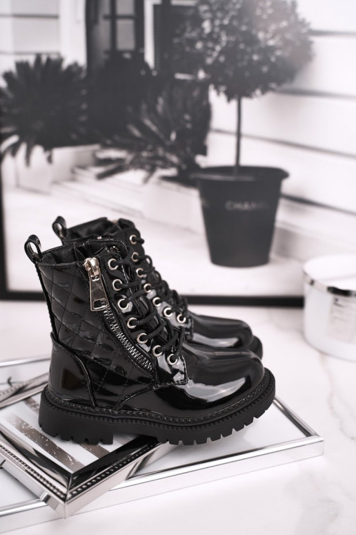 Zwart gelakte dameslaarzen Zwart gelakte dameslaarzen