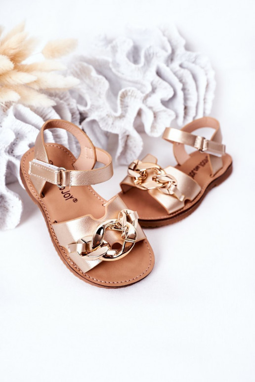Gouden kindersandalen met ketting Gouden kindersandalen met ketting