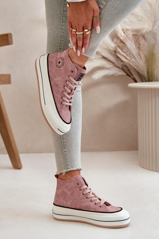 opInarmen Vrijetijdsschoenen met platform Eko Leer Big Star OO274068 roze