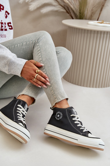 Gevoerde casual schoenen met platform van kunstleer Big Star OO274062 zwarte kleur