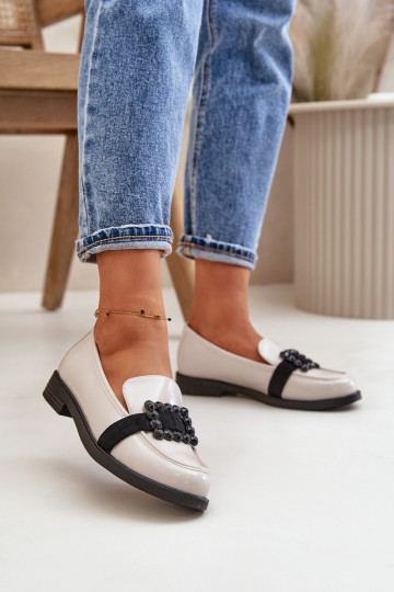 Gelakte mocassins Dames met ornamenten grijs Vinceza 58389 2