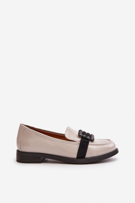 Gelakte mocassins Dames met ornamenten grijs Vinceza 58389 Gelakte mocassins Dames met ornamenten grijs Vinceza 58389