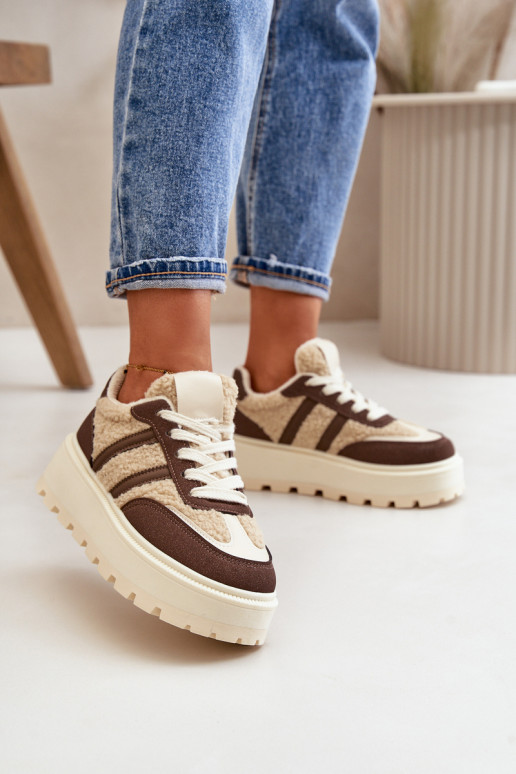 opInarmen Sneakers model schoenen Dames met platform met opInarming bruine kleur Daivlene
