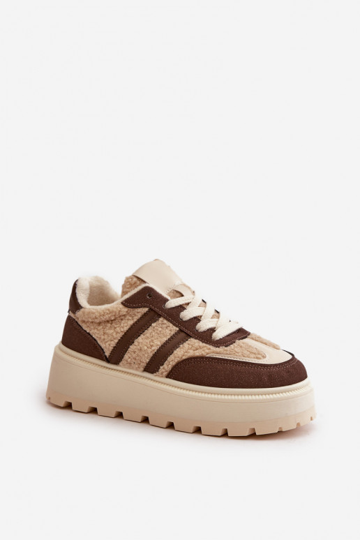opInarmen Sneakers model schoenen Dames met platform met opInarming bruine kleur Daivlene