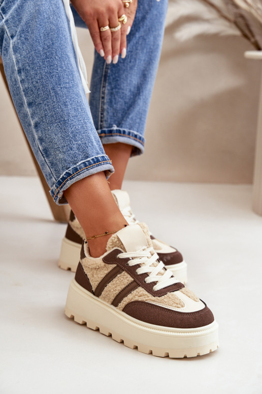 opInarmen Sneakers model schoenen Dames met platform met opInarming bruine kleur Daivlene
