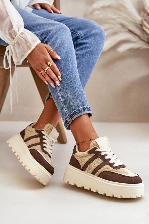 opInarmen Sneakers model schoenen Dames met platform met opInarming bruine kleur Daivlene