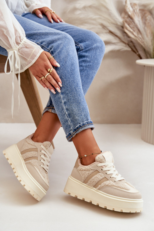 opInarmen Sneakers model schoenen Dames met platform met opInarming beige Daivlene opInarmen Sneakers model schoenen Dames met platform met opInarming beige Daivlene