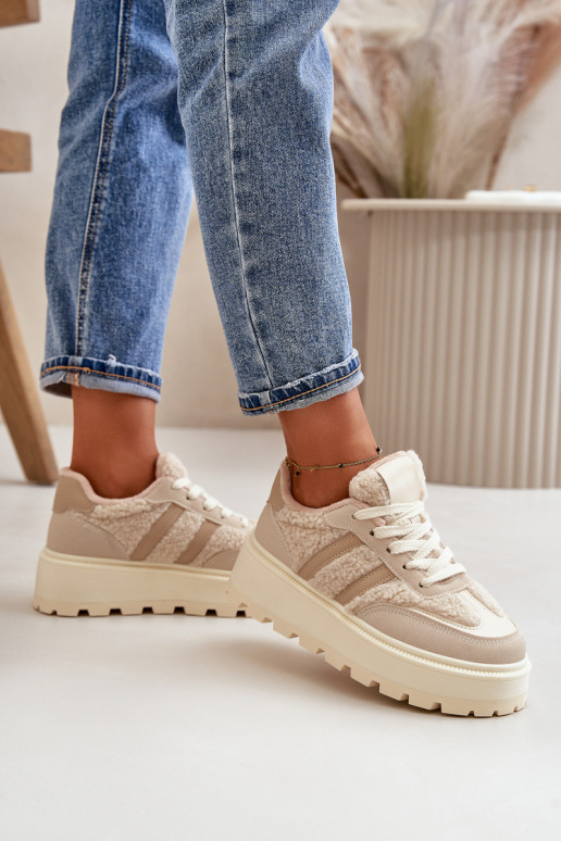opInarmen Sneakers model schoenen Dames met platform met opInarming beige Daivlene opInarmen Sneakers model schoenen Dames met platform met opInarming beige Daivlene