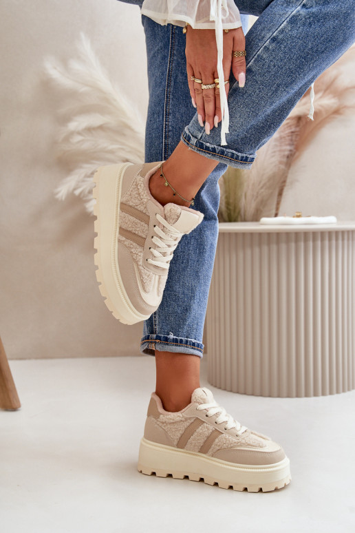opInarmen Sneakers model schoenen Dames met platform met opInarming beige Daivlene opInarmen Sneakers model schoenen Dames met platform met opInarming beige Daivlene