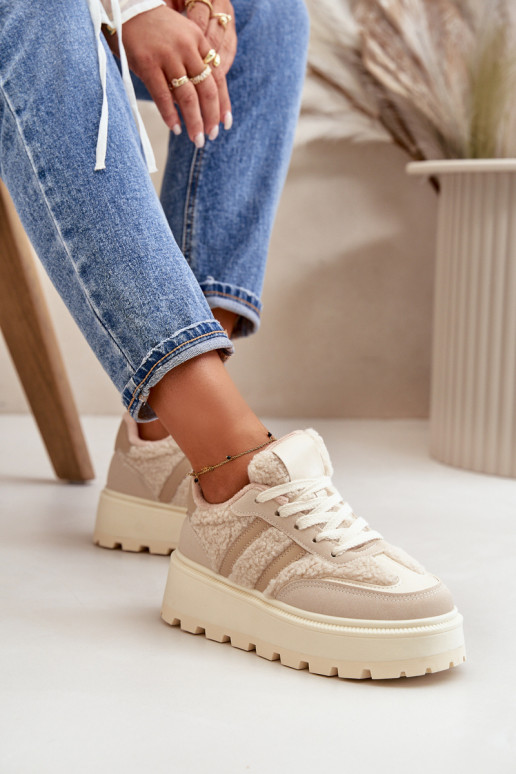 opInarmen Sneakers model schoenen Dames met platform met opInarming beige Daivlene opInarmen Sneakers model schoenen Dames met platform met opInarming beige Daivlene