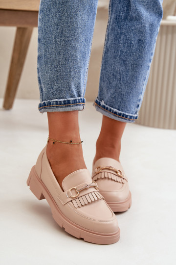dames mocassins met ornamenten Eko Leer beige Tialorae