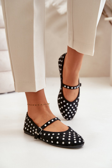 Versierd Ballerinas met riemen van eco-suèdeoIne zInart Tirilissa