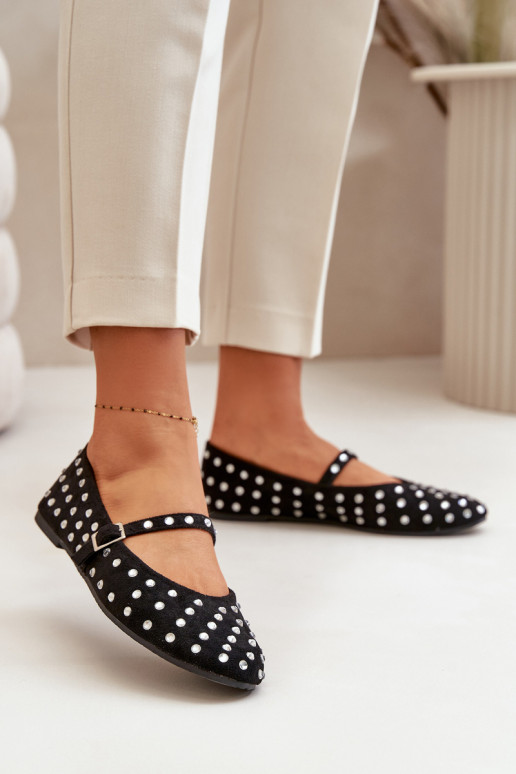 Versierd Ballerinas met riemen van eco-suèdeoIne zInart Tirilissa