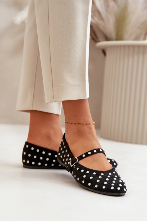 Versierd Ballerinas met riemen van eco-suèdeoIne zInart Tirilissa