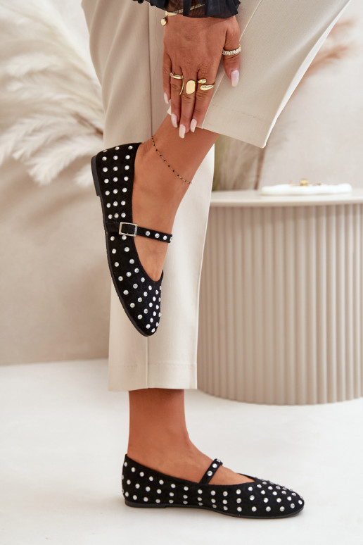 Versierd Ballerinas met riemen van eco-suèdeoIne zInart Tirilissa