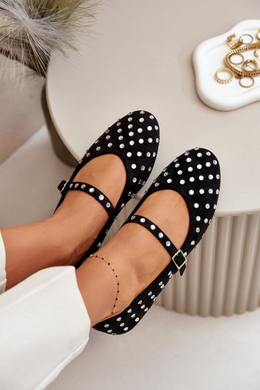 Versierd Ballerinas met riemen van eco-suèdeoIne zInart Tirilissa