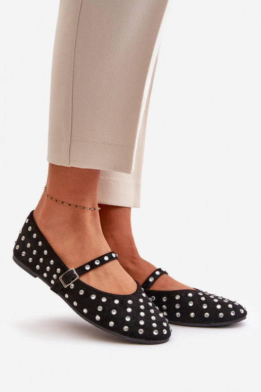 Versierd Ballerinas met riemen van eco-suèdeoIne zInart Tirilissa