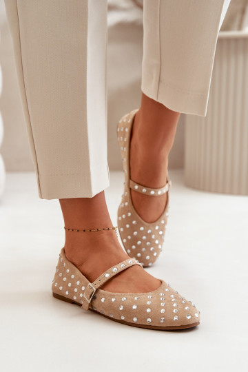 Versierd Ballerinas met riemen van eco-suèdeoIne beige Tirilissa 2