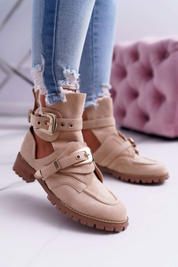 Lu Boo beige suède rockgirl-laarzen
