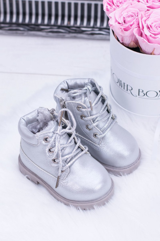 Verwarmde zilveren kinderlaarzen Dexter