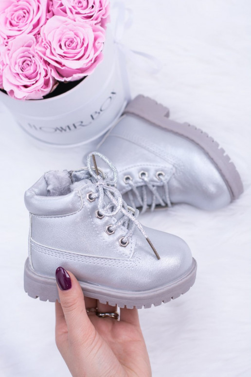 Verwarmde zilveren kinderlaarzen Dexter