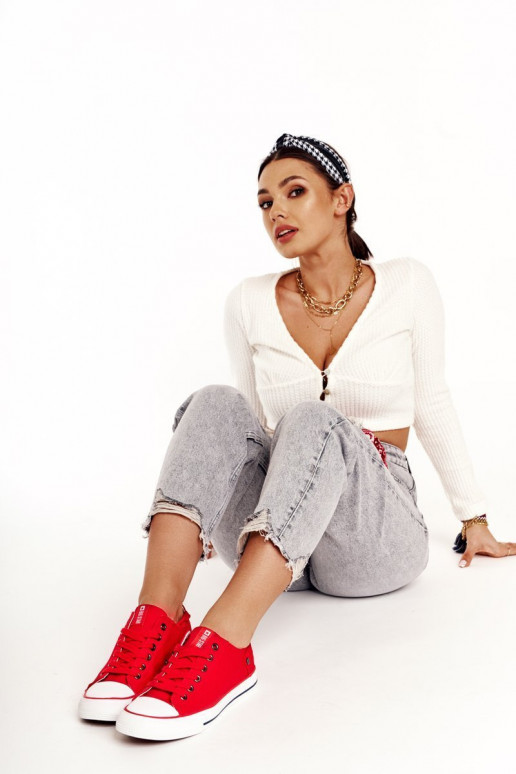 Klassiek model platte schoenen Big Star DD274339 kleur rood Klassiek model platte schoenen Big Star DD274339 kleur rood