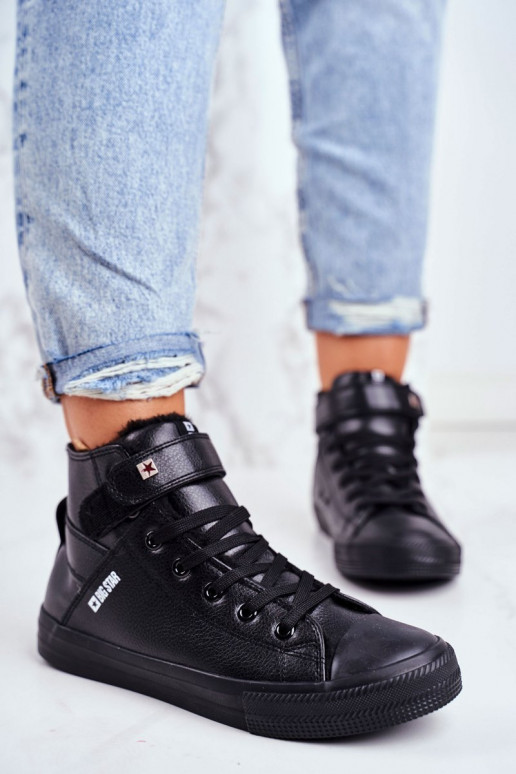 Met leer verwarmde vrijetijdsschoenen BIG STAR V274542FIN zwarte kleur Met leer verwarmde vrijetijdsschoenen BIG STAR V274542FIN zwarte kleur