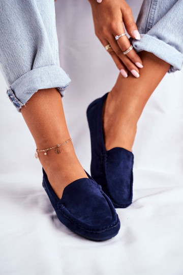 damesmocassins in donkerblauw suède Morreno 2