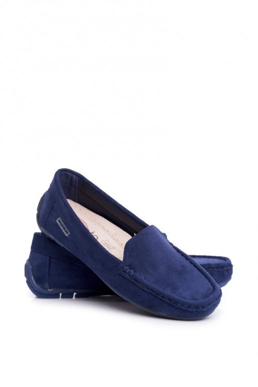 damesmocassins in donkerblauw suède Morreno