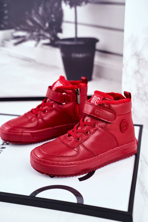 Verwarmde sportschoenen voor kinderen Big Star GG374042 rode kleur