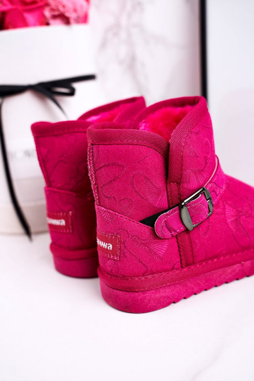 Kindersnowboots met bont roze Kawai