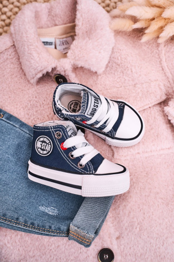 Kindervrijetijdsschoenen met zolen met rits BIG STAR HH374189 donkerblauw