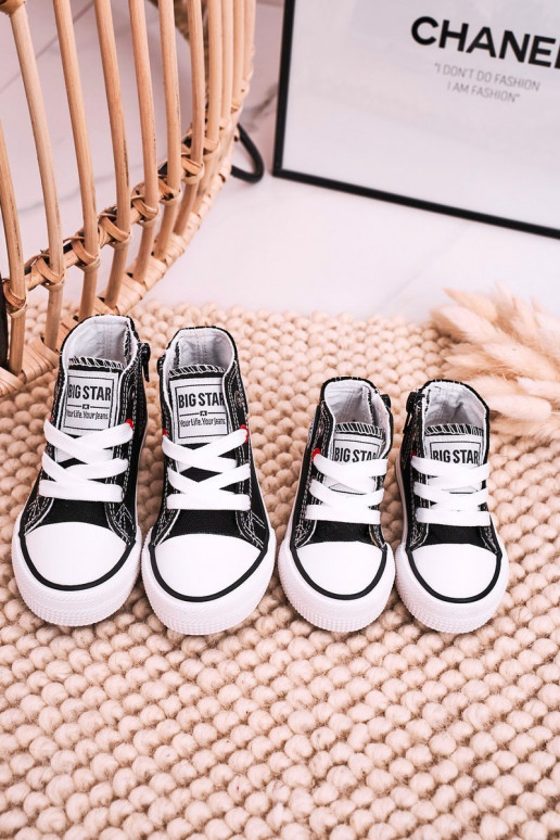 Vrijetijdsschoenen voor kinderen met zolen met ritsen BIG STAR HH374188 zwarte kleur