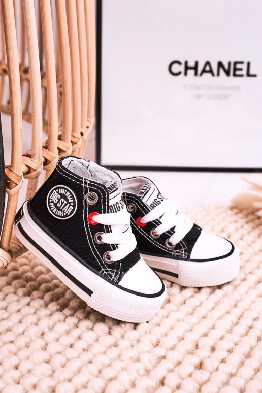 Vrijetijdsschoenen voor kinderen met zolen met ritsen BIG STAR HH374188 zwarte kleur