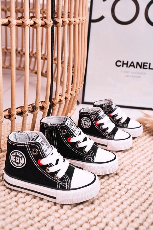 Vrijetijdsschoenen voor kinderen met zolen met ritsen BIG STAR HH374188 zwarte kleur