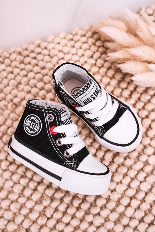 Vrijetijdsschoenen voor kinderen met zolen met ritsen BIG STAR HH374188 zwarte kleur