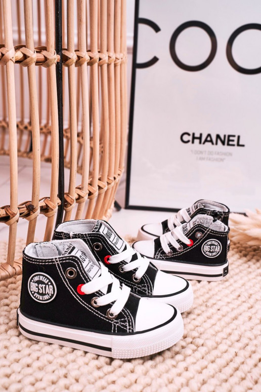 Vrijetijdsschoenen voor kinderen met zolen met ritsen BIG STAR HH374188 zwarte kleur