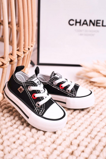 Klassiek model kindersneakers met platte zolen BIG STAR HH374194 zwarte kleur 2