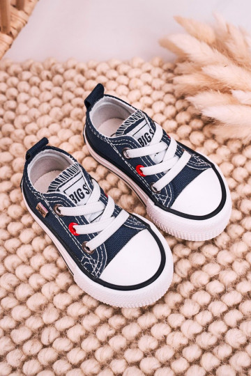 Klassiek model kindersneakers met platte zolen BIG STAR HH374195 donkerblauw