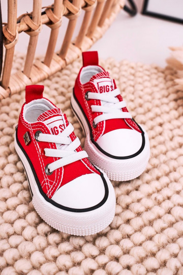 Klassiek model kindersneakers met platte zolen BIG STAR HH374196 rode kleur 2
