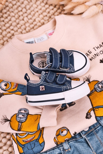 Kindervrijetijdsschoenen met zelfklevende sluiting BIG STAR HH374201 donkerblauw