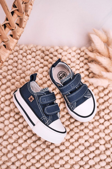 Kindervrijetijdsschoenen met zelfklevende sluiting BIG STAR HH374201 donkerblauw 2