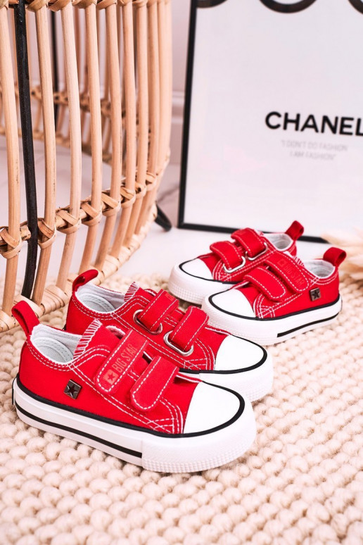 Vrijetijdsschoenen voor kinderen met zelfklevende sluitingen BIG STAR HH374202 rode kleur