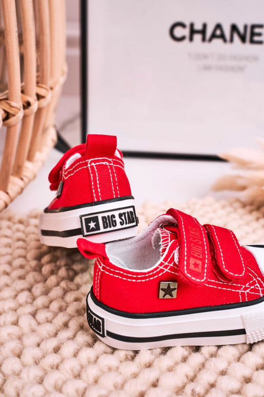 Vrijetijdsschoenen voor kinderen met zelfklevende sluitingen BIG STAR HH374202 rode kleur