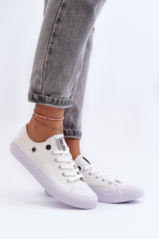 Klassiek model sneakers met platte zolen BIG STAR AA274010 witte kleur