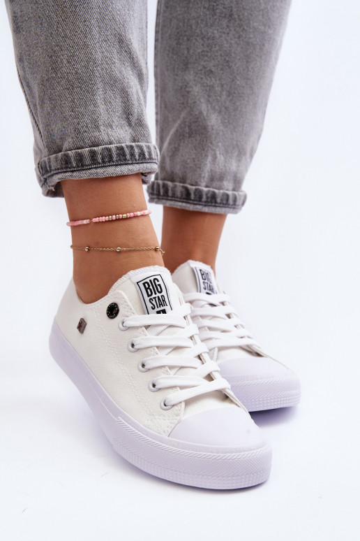 Klassiek model sneakers met platte zolen BIG STAR AA274010 witte kleur