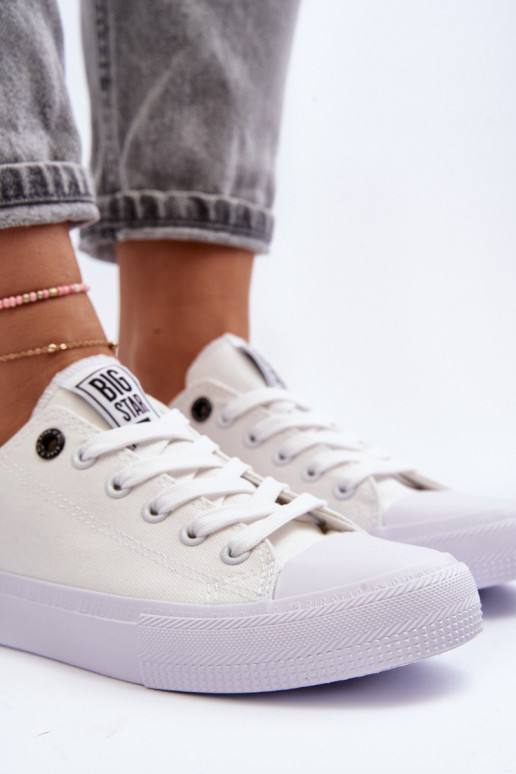 Klassiek model sneakers met platte zolen BIG STAR AA274010 witte kleur