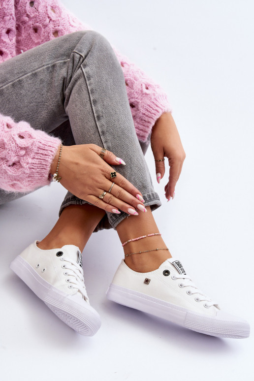 Klassiek model sneakers met platte zolen BIG STAR AA274010 witte kleur